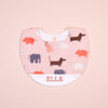 Handmade Bib - Animal Parade (Pink)