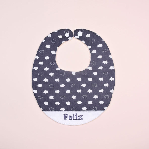 Handmade Bib - Charcoal Clouds