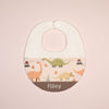 Handmade Bib - Dino Trail (Cream)