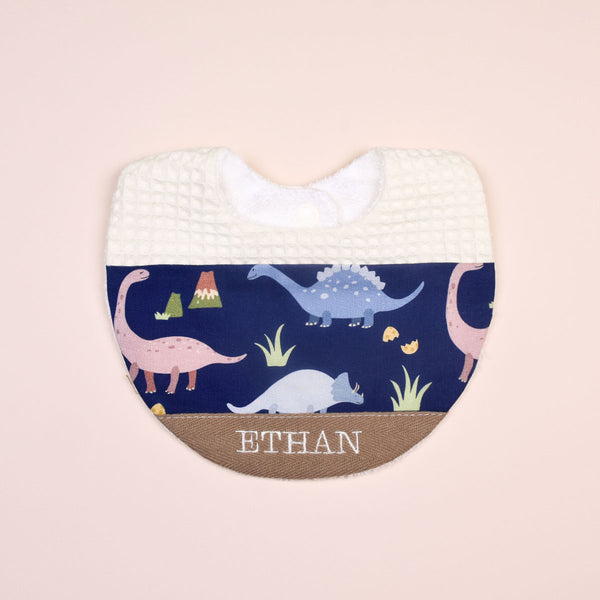 Handmade Bib - Dino Trail (Navy)