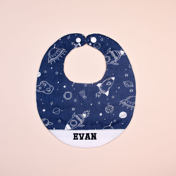 Handmade Bib - Rocket Dreams (navy)