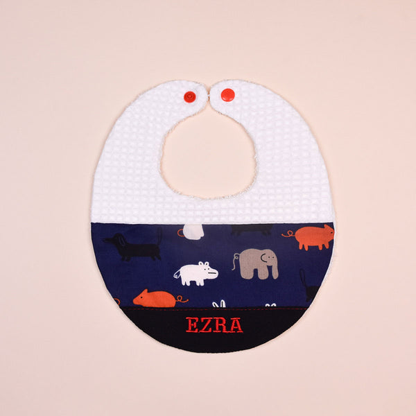 Handmade Bib - Animal Adventure (Navy)