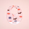 Handmade Bib - Animal Parade (Pink)
