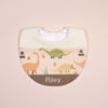 Handmade Bib - Dino Trail (Cream)