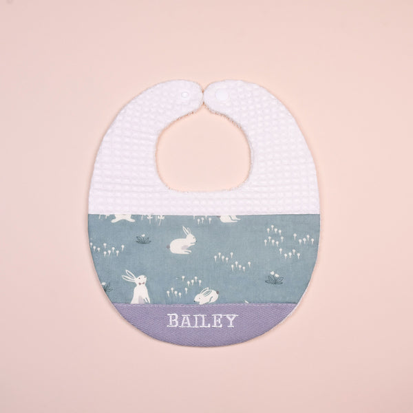 Handmade Bib - Little Bunny (green)