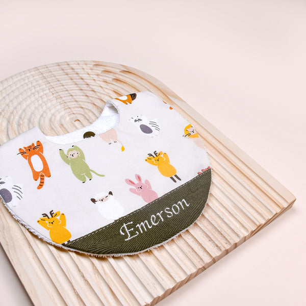 Handmade Bib - Peek-a-boo Friends