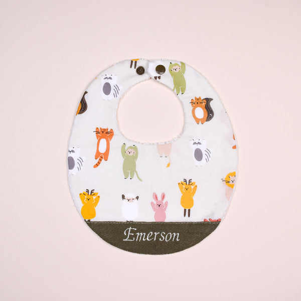 Handmade Bib - Peek-a-boo Friends