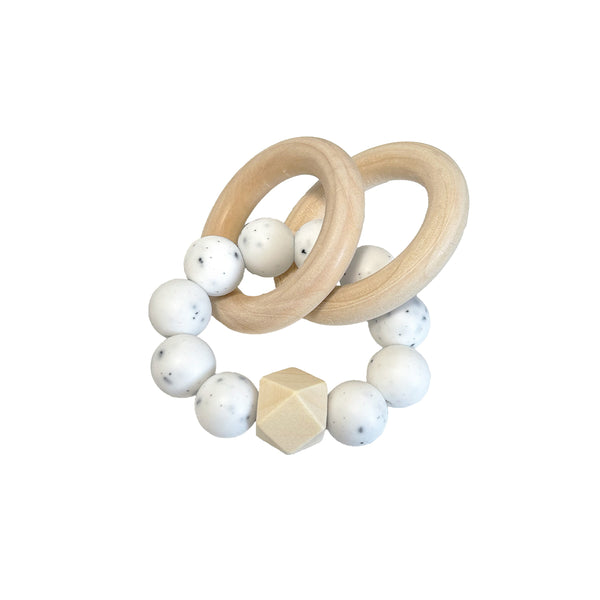 Beaded Rattle - White Granite
