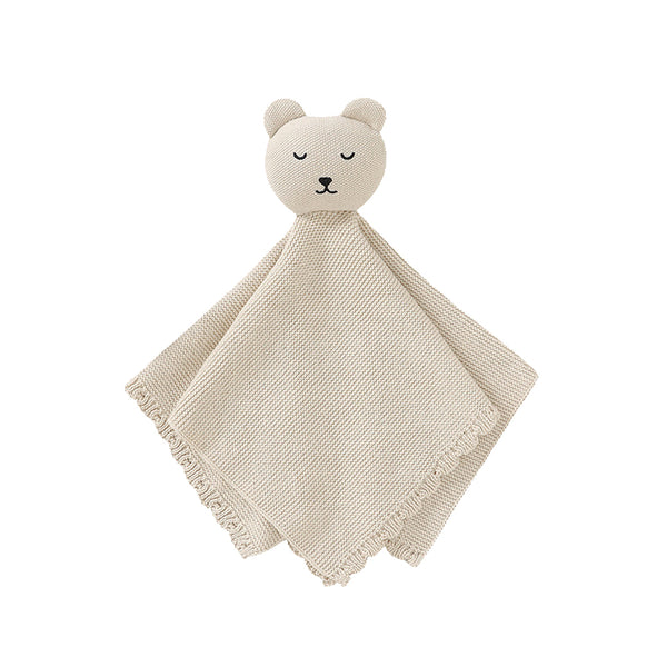 Knitted Animal Comforter - Beige Bear